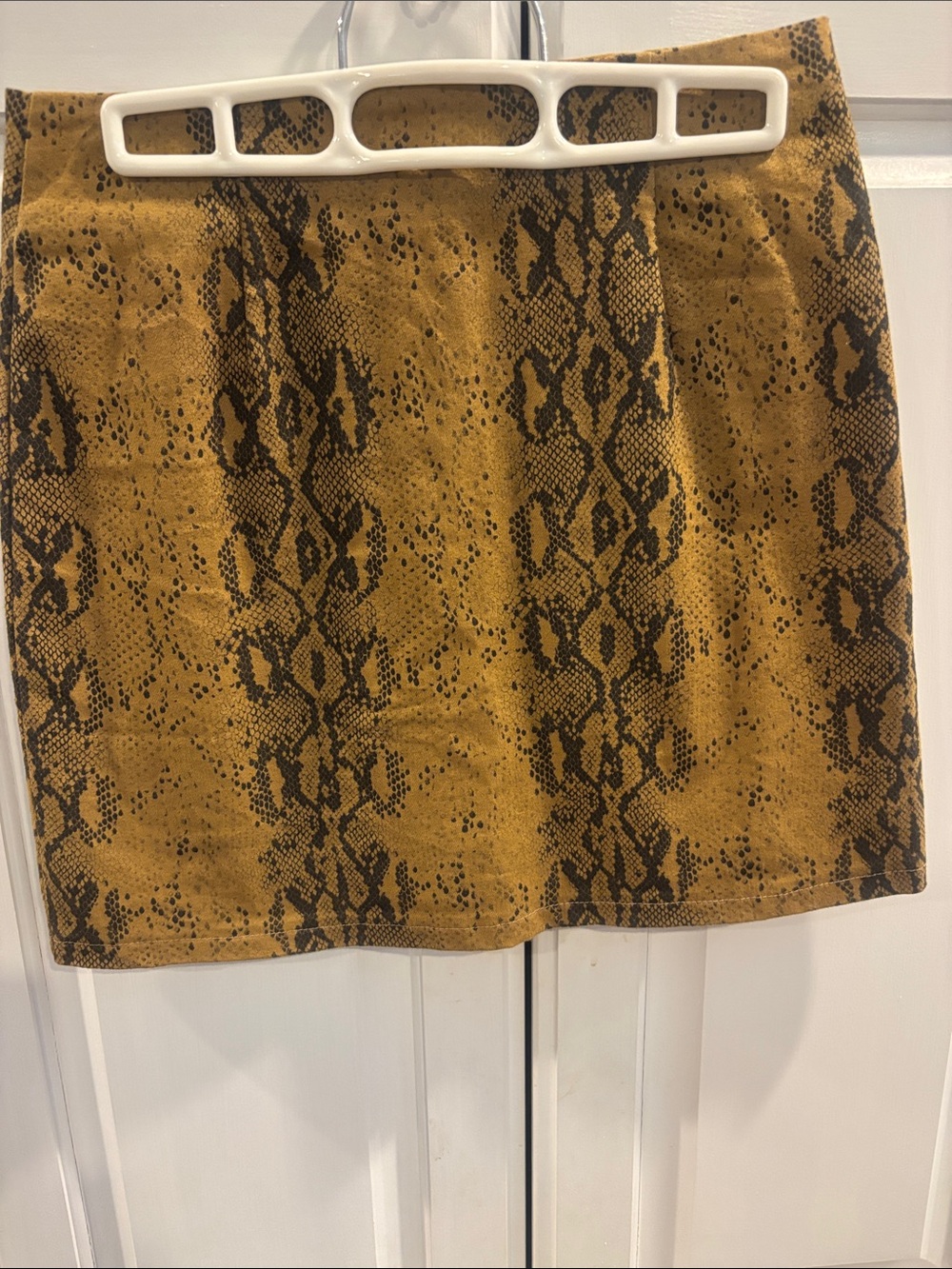 She + Sky Mustard and Brown Snake Print Mini Skirt